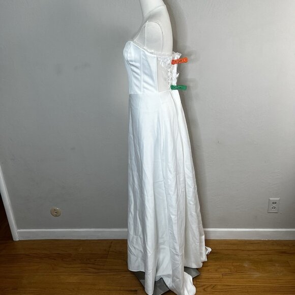 Lulus Wedding Dress Gown Eternal Gratitude White Strapless Maxi Sheer Back Large - Picture 5 of 13